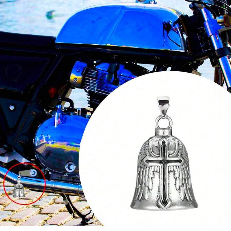 1pc Motorcycle Bell Guardian Angel Cross Charm Lucky Bell