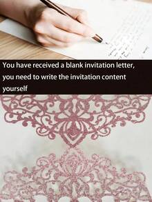 20pcs Gold Glitter Hollow Rose Design Wedding Invitations With Envelopes And RSVP Cards, Pre-Tied Ribbons, For Wedding, Bridal Shower, Engagement Party, Anniversary Best Gi - Multicolor - View 13