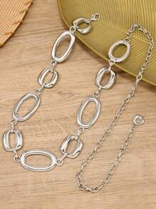 1 pièce Chaîne de taille mode cercle creux anneau métallique ceinture personnalisée asymétrique chaîne de corps pour femmes, été, école, automne, Halloween