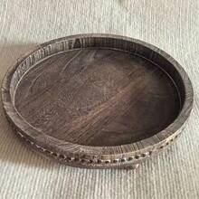 1 Peça Bandeja Redonda de 12 Polegadas, Adequada para Decoração Doméstica - Bandeja de Contas de Madeira - Decoração para Sala de Estar, Mesa de Centro, Cozinha, Mesa de Jantar ou Bandeja de Servir Estilo Fazenda para Organizador de Armazenamento de Mulheres, Essenciais de Viagem, Volta às Aulas, Armazenamento de Dormitório, Decoração de Outono