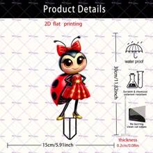 2D Ladybug Garden Stake | Outdoor Wedding Decor - Lawn Ornament, Bridal Shower Planter Sculpture, Red & Black Cartoon, All-Weather, No Electricity Required, European Garden Wedding Season Limited Edition