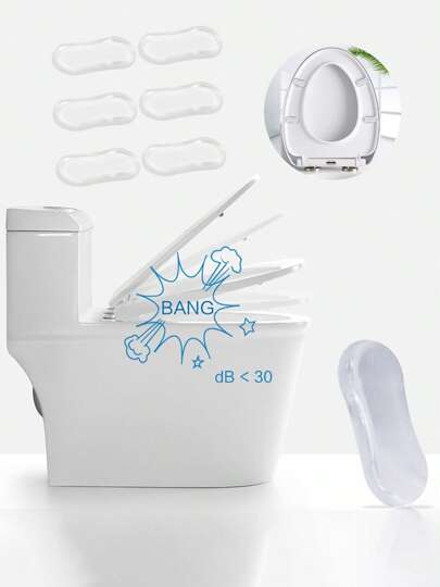 6PCS Premium Silent Toilet Seat Bumpers - Clear Washable PU Silicone Pads For Noise Reduction, Furniture Protectors & Pet, Movers Gift For New Home (4mm Thick Adhesive)