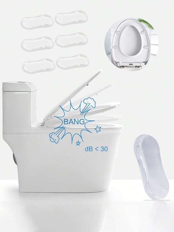 6PCS Premium Silent Toilet Seat Bumpers - Clear Washable PU Silicone Pads For Noise Reduction, Furniture Protectors & Pet, Movers Gift For New Home (4mm Thick Adhesive)