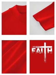 PAYEAH Christian Shirts-Faith & Cross Christian T-Shirts -Faith T-Shirt 100% Heavy Cotton T Shirt2025 - 紅色 - 查看 4