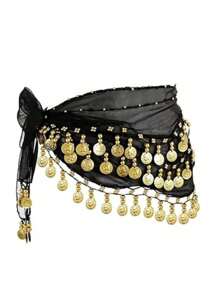 1pc Belly Dance Waist Chain Costume, Metal Mesh Waist Skirt Accessory, Coin Waist Belt For Dance, Boho Style