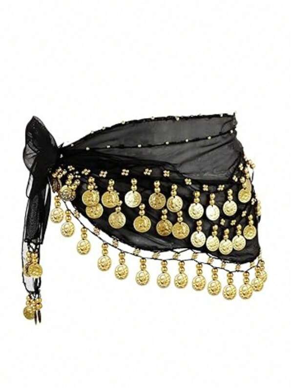 1 stuk buikdanskostuum met tailleketting, metalen mesh taillerokaccessoire, muntvormige tailleriem voor dans, boho-stijl