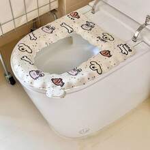 1pc Cartoon Printed EVA Toilet Seat Cushion, All-Season Waterproof Leave-In Toilet Seat Cushion, Household Paste Toilet Seat Cushion