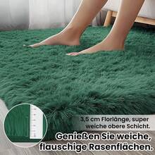High Pile Fluffy Rug, Shaggy Long Pile Rug, Living Room, Anti-Slip For Bedroom, Modern Living Room Rug, Bed Rug, High-Pile Rug - 墨綠色 - 查看 9