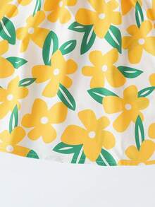 Baby Girl Flower Dress Baby Flying Sleeves Fashion Cute Princess Dress - Yellow - View 5