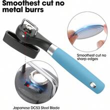 Manual Can Opener With Safe Side Cut And Smooth Edge Durable Sharp Blade EffortSaving Knob And Comfortable NonSlip Handle Green - Aqua - View 3