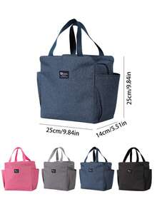 1 件大容量保温午餐袋，铝箔加厚午餐盒袋，便携手提袋，适合工作 - 灰色 - 查看 3