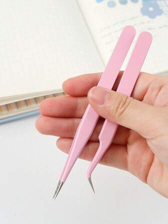 2 件彩色不锈钢镊子、睫毛延长工具、规划师镊子、马卡龙色镊子、返校礼物、多功能不锈钢镊子、尖头和斜角镊子、DIY 镊子工具