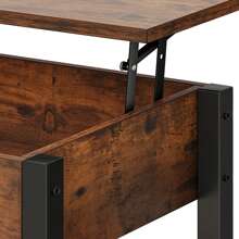 BALCONERA Rustic Brown Rectangular Lift-Top Coffee Table – Adjustable Height With 2-Tier & Hidden Storage, Power Outlets & Multi-Color LED Lighting For Living Room - 棕色 - 查看 9