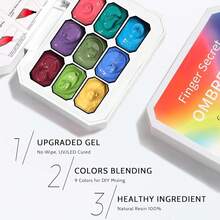 Sponge Pat Paint Nail Gel, 9 Colors Ombre Nails Gradient Gel Nail Blush Blooming Aura Nails Drawing Stripper Floral Painting Nail Art, No Wipe, UV/LED Curing (9 Colors H) - 9 Colors J - 查看 11