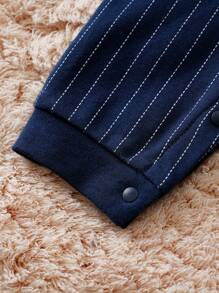 Yierying 男婴可爱蝴蝶结长袖绅士风舒适连体衣 - 黑色 - 查看 7