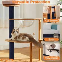 ‌78.7"X15.8" Extra Large Cat Scratching Pad - Self-Adhesive Furniture Protector For Sofa & Walls - Trimmable Scratch Post Alternative With Strong Grip - Multi-Surface Protection For Kittens & Adult Cats (Khaki) - 深藍色 - 查看 6