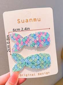 2pcs Kids Mermaid Tail Hair Clips, Cute & Elegant Princess Hair Clips, Random Pattern