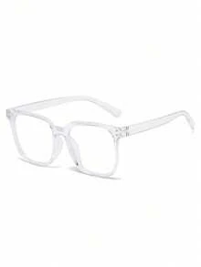 1 Pair Unisex Square Transparent Clear Lens Glasses, Suitable For Daily Reading, Life, Back To School, Office, Vacation, Photography As Fashion Accessory - Trong sáng - Xem 2
