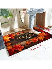 Maple Leaf Pattern Welcome Doormat, Entrance Mat, Non-Slip, Dirt-Resistant, Easy To Clean, Suitable For Home Decor