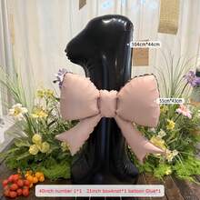 1 套 40 英寸黑色数字铝箔气球配粉色蝴蝶结气球套装生日派对装饰周年纪念装饰 - 黑色 - 查看 12