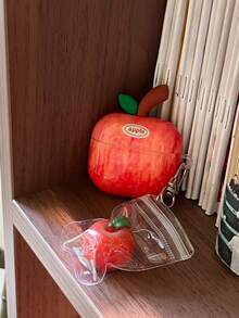 3D 叶子和红苹果设计 4/3 耳机保护壳，柔软硅胶套，兼容 Apple 2/Pro，清新夏日风格