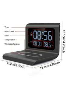 三合一无线充电器，具备快速充电、闹钟和温度显示功能 - 兼容 16/15/14/13/12/11 Pro Max/Mini/Plus/XR/X/8、Apple 2/3/4/Pro/Pro 2、Android 旗舰智能手机（Galaxy S25/S23/S22/S21/S20）和品牌无线耳机，节省空间的多功能充电站，适用于卧室/办公桌（包含 31 个国家/地区用户指南） - 彩色 - 查看 3