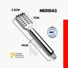Descamador de Peixe 6 Peças Escamador Removedor de Escamas Inox Pesca - Caramelo - Visão 4