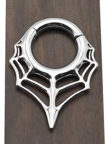 1Pc Large Gauge Spider Web Shaped Magnetic Copper Ear Lobe Piercing Septum Piercing Nose Ring Punk Cobweb Hoop Earring 4G 5x18mm Body Jewelry