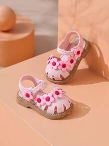 夏季新款儿童凉鞋包头鞋，男童女童幼儿防水防滑软底室内户外时尚婴儿凉鞋 - 粉色 - 查看 3