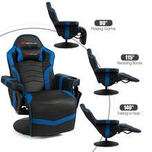 Massage Gaming Recliner Reclining Racing Chair Swivel - Blue - View 9