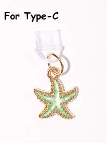 1/4pcs Multicolor Starfish Dust Plug, Creative Cute Fashion Marine Life, Glossy Alloy Metal Pendant, Transparent Silicone Dust Plug Accessory For Smartphone, Tablet, Kindle, Charging Port Decor, Suitable As Small Gift, Compatible With IPhone Lightning/Type-C, Firmly Protects Charging Port From Water, Moisture And Dirt