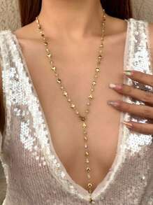 HOTNICE 1 颗方晶锆石心形吊坠项链，适合派对/活动/情人节礼物 - 金色 - 查看 5