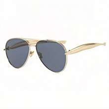 〖Summer Turn Up〗1 PCS Large Frame Double Beam Metal Fashion Glasses Toad Glasses Advanced Retro Personality Versatile Daily Wear Street Photography Vacation Travel Beach Accessories Gold Color