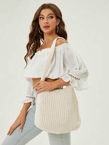 Letnia torba plażowa, modna i elegancka torebka szydełkowa, duża pojemność, idealna na lato, wakacje i do codziennego użytku, niezbędny w podróży dla studentek, prezent na Dzień Matki dla kobiet w stylu biznesowym, prezent na Dzień Nauczyciela, prezent dla druhny ślubnej