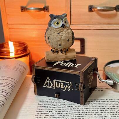 Warner Bros 1pc Harry Potter Hand MiNI Cranked Music Box, Home Decor Harry Potter Headway Owl Music Box, Box Music Box Creative Birthday Gift, Halloween Christmas Gift Halloween Decor Room Decor