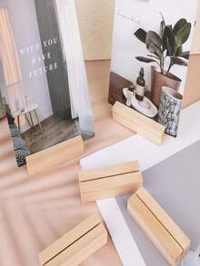 2/10 件木质桌号牌架木质座位卡架照片架亚克力标牌架适用于仪式生日派对家居装饰 - 原木色 - 查看 5