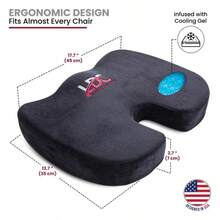 Memory Foam Seat Cushion - Gel Seat Cushion For Sciatica & Tailbone Pain Relief - Back Support Pillow For Office, Car, Chair & Wheelchair - Mặc định - Xem 2
