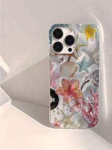 1 pièce Étui de téléphone transparent doux et lisse avec motif minimaliste d'éléments marins, résistant à l'eau, aux empreintes digitales et aux rayures, antichoc et anti-chute - Multicolore - Voir 6