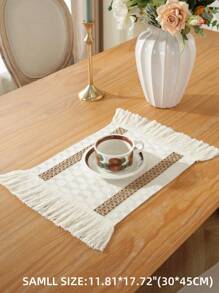 1 pieza Camino de mesa tejido vintage con flecos, mantel de ganchillo con encaje para cómoda, soporte de TV, mesa de café, mesa de comedor, decoración del hogar, reunión familiar, decoración festiva, interior y exterior, picnic, escritorio, tocador