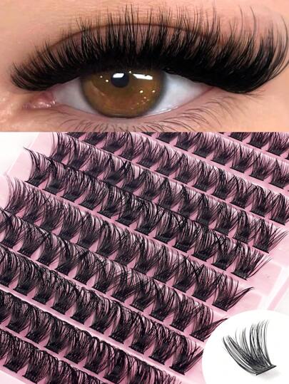 120pcs LC07 8-16mm Mixed Size 10 Rows High Capacity Tower False Eyelashes, Natural & Thick, Suitable For Photography And Cartoon Makeup DIY, Eyelash Clusters, Individual Lashes, False Eyelashes