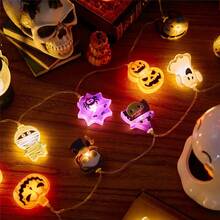 GCTECHING 1 Pc Halloween Decorations Light 3M 20 LED Pumpkin String Lights Ghost 2 Model Battery Operated Halloween Decor Pumpkin LED Lights Halloween Decorations For Home Indoor Outdoor (Without Battery) Halloween Decor Light Home Decor Party Decor Halloween Decoration Room Decor Halloween Garden Decor For Gift Fairy - Halloween Combo Set 1 - View 6
