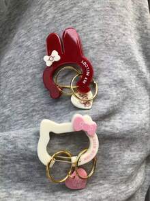 Sanrio 1个Hello Kitty My Melody钥匙扣 动漫可爱时尚背包挂件 情侣节日礼物 装饰扣（部分配件随机发货）