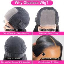 40 Inch Straight 4x4 HD Transparent Lace Closure Wigs Human Hair Straight Put On And Go Glueless Wigs Pre Plucked Pre Cut Lace Wig For Women 200% Closure Wig Nautural Black - Natural Black - 查看 8