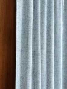 1片日式亚麻窗帘，简约蓝色滤光窗帘，杆袋式设计，适用于客厅、阳台和卧室装饰，可用作客厅窗帘、卧室窗帘，多场景装饰窗帘。由于生产批次不同，可能存在一些色差。 - 藍色 - 查看 4