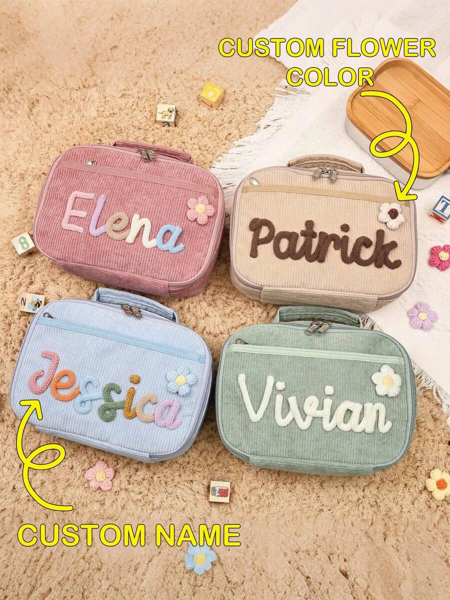 1pc Personalized Lunch Bag With Name, Customized Name Lunch Tote, Back To School Lunch Bag, Reusable Insulated Lunch Box