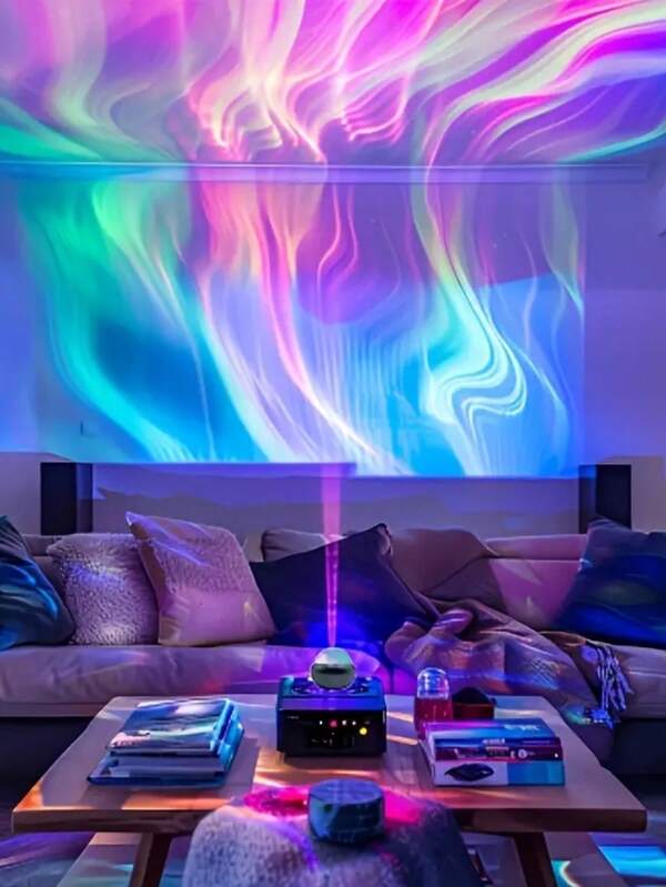 USB Northern Lights Projector Lamp With Remote Control, Dimmable LED Ambient Lighting, Bedroom And Living Room Decor, Household Special Event Atmosphere Creator, Powered By USB, Plastic Shade