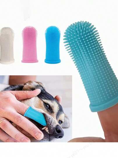 Cepillo de dientes de silicona para mascotas, súper suave, para limpiar los dientes de perros y gatos