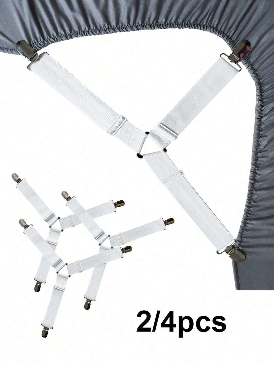 2/4 Pcs Adjustable Triangular Elastic Bed Sheet Fasteners, Fits For Bed Sheets, Mattress Covers, Sofa Cushions, Household Use