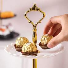 6 Pcs Cake Stand, Plastic Dessert Table Display Set, Three-Tier Shelf, Two-Tier Shelf And Dessert Tray Set. Suitable For Birthdays, Parties, Tea Parties. Black/White - White - View 3