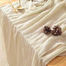 2 piezas Mantel de mesa de estilo bohemio en color marfil y crema de tela de queso, adecuado para baby shower, decoración de boda, fiesta festiva, mesa de comedor